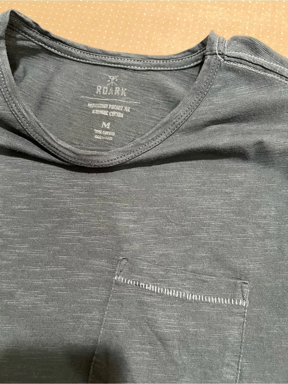 Roark Men's Classic Crew Neck Organic Cotton Dark Gray Pocket T-Shirt (M) - Picture 2 of 12